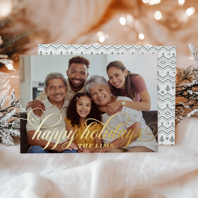 Carte De Vœux En Aluminium Modèle de Noël vert Script simple (Créateur téléchargé)