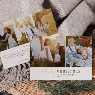Carte De Vœux En Aluminium Modern Chic Foil Photo Collage Nouvelles de Noël