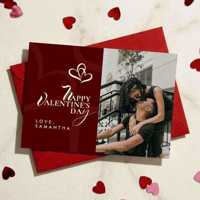 Carte De Vœux En Aluminium Modern Elegant Classic Chic Photopop Valentines (Créateur téléchargé)