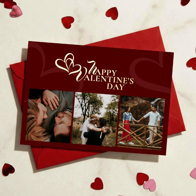 Carte De Vœux En Aluminium Modern Elegant Classic Red Chic Valentines Photo (Créateur téléchargé)