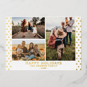 Carte De Vœux En Aluminium Modern Family 3 Photo Motif Floral Noël