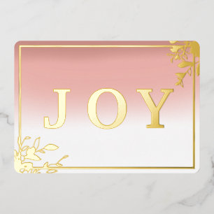 Carte De Vœux En Aluminium Modern Joy Rose et Or Aquarelle