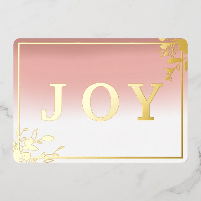 Carte De Vœux En Aluminium Modern Joy rose et or aquarelle  (Recto)