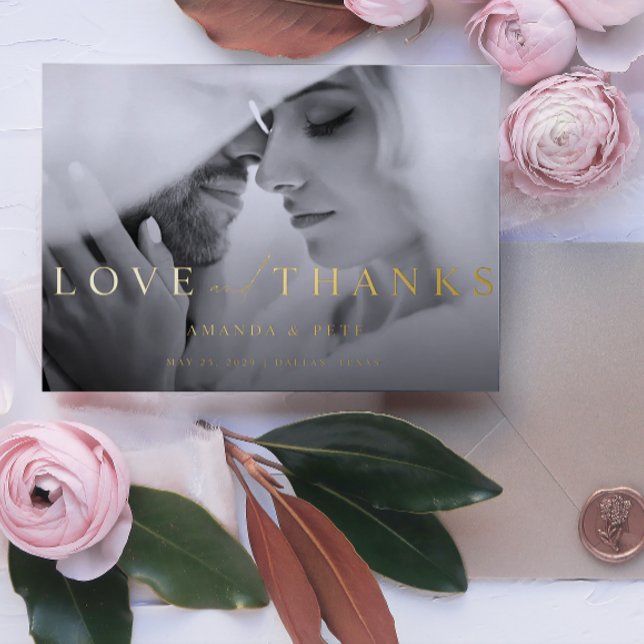 Carte De Vœux En Aluminium Modern Love and Thanks 2 Mariage photo (Grateful Hearts, Happy Beginnings.)