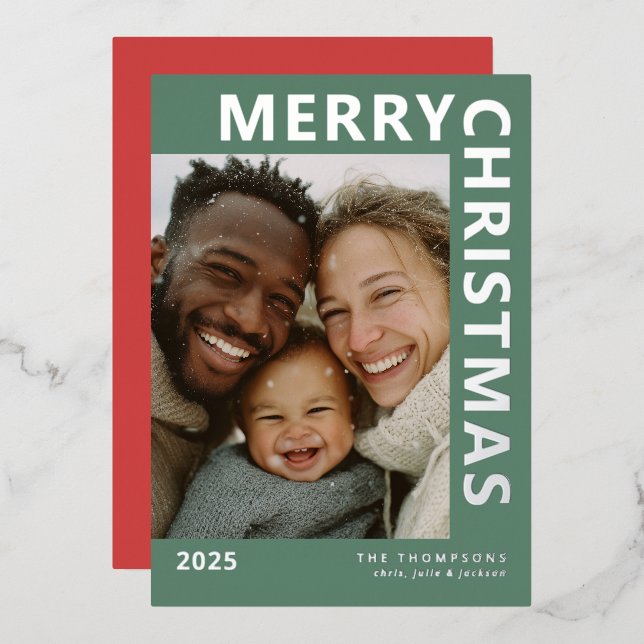 Carte De Vœux En Aluminium Modern Merry Christmas Photo Card (Recto/Verso)