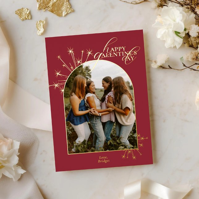 Carte De Vœux En Aluminium Modern Minimal Chic Red Typography Galentines (Créateur téléchargé)