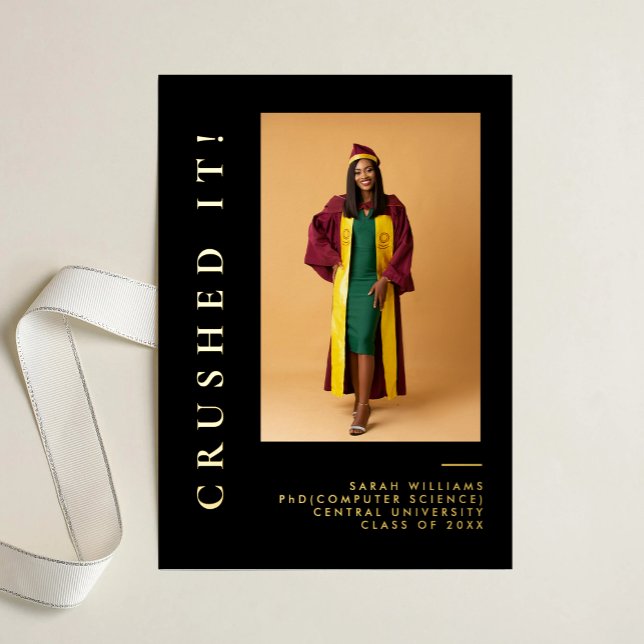 Carte De Vœux En Aluminium Modern Minimal Sleek Classic Grad Announcement (Créateur téléchargé)