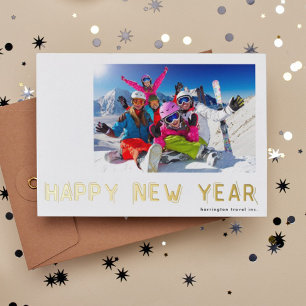 Carte De Vœux En Aluminium Modern Minimalist Corporate Gold New Years 2024