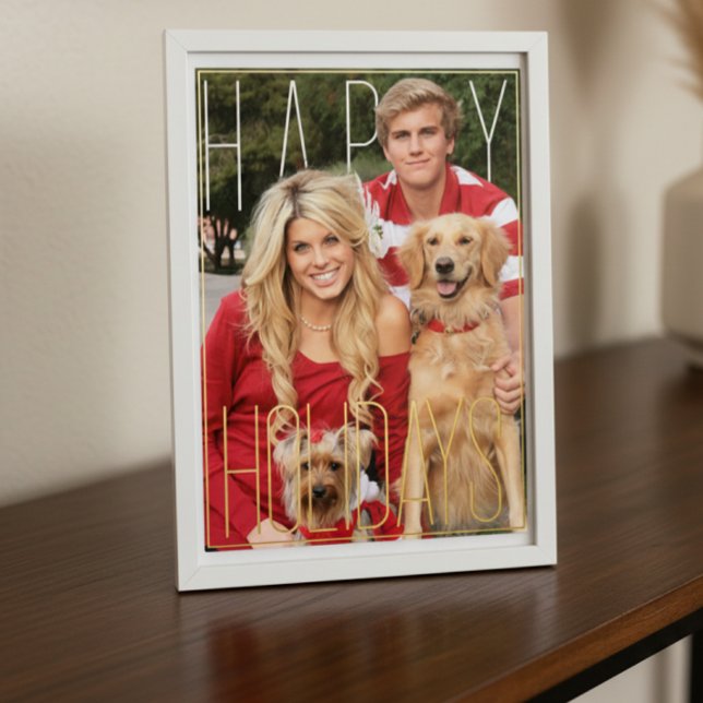 Carte De Vœux En Aluminium Modern PhotoPop Happy Holiday Foil Card (Créateur téléchargé)