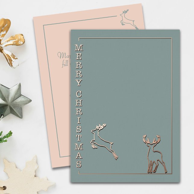 Carte De Vœux En Aluminium Modern Reindeers - Minimalist Christmas Rose Gold (Créateur téléchargé)