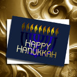 Carte De Vœux En Aluminium Moderne Abstrait Menorah Blue<br><div class="desc">Moderne Abstrait Menorah Blue</div>