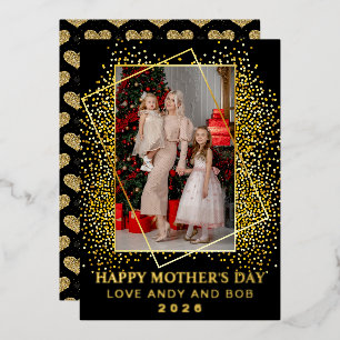 Carte De Vœux En Aluminium Moderne Cute golden Heart Happy Mothers journée ph