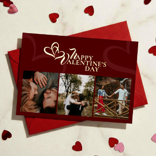 Carte De Vœux En Aluminium Moderne Élégant Classique Rouge Chic Saint-Valenti