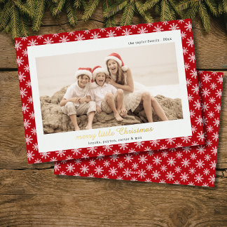 Carte De Vœux En Aluminium moderne flocon de neige rouge joyeux Noël photo en
