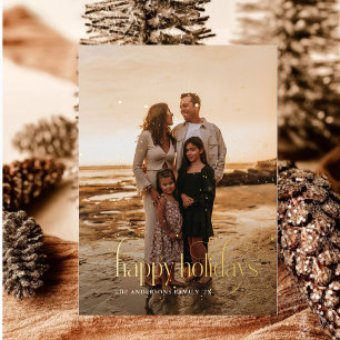 Carte De Vœux En Aluminium Moderne Joyeuses Fêtes Photo de famille carreaux T