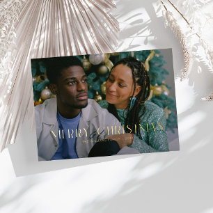 Carte De Vœux En Aluminium Moderne Joyeux Noël Branché une photo famille