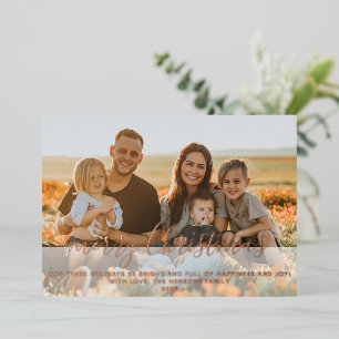 Carte De Vœux En Aluminium Moderne Joyeux Noël Écriture Famille Photo Complèt