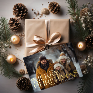 Carte De Vœux En Aluminium Moderne Joyeux Noël Minimaliste 1 Photo Élégant