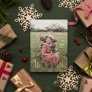 Carte De Vœux En Aluminium Moderne ligne artistique de Noël minimale   5 Phot