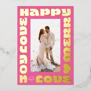Carte De Vœux En Aluminium moderne lumineux coloré   photo de Noël blush un