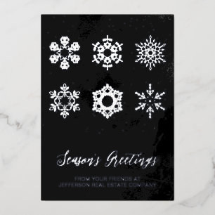 Carte De Vœux En Aluminium Moderne Marine Silver Snowflakes