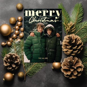 Carte De Vœux En Aluminium Moderne Minimaliste Joyeux Noël 1 Photo Élégante