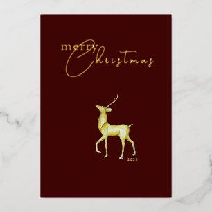 Carte De Vœux En Aluminium Moderne minimaliste Joyeux renne d'or de Noël