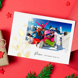 Carte De Vœux En Aluminium Moderne minimaliste Noël Bio d'entreprise Or