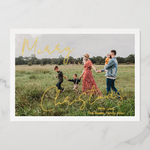 Carte De Vœux En Aluminium Moderne Noël Écriture Rustique Photo