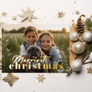 Carte De Vœux En Aluminium Moderne Noël Très Joyeux Minimaliste 1 Photo Éléga