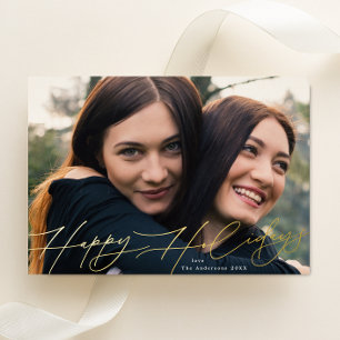 Carte De Vœux En Aluminium Moderne Noël Une Photo La Plus Heureuse Or