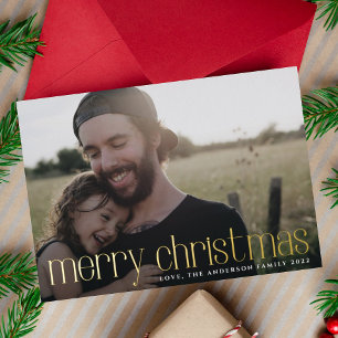 Carte De Vœux En Aluminium Moderne Photo Doré Joyeux Noël