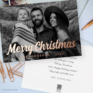 Carte De Vœux En Aluminium Moderne Simple Cursive Script Grey Photo de famill