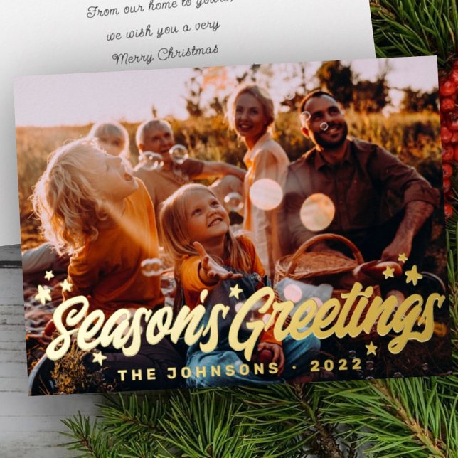 Carte De Vœux En Aluminium Moderne Simple Jouer Salutations Stars Photo de fa (Créateur téléchargé)