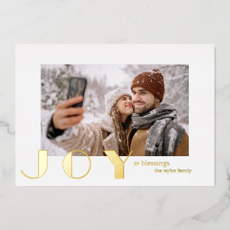 Carte De Vœux En Aluminium moderne simple minimaliste Joie Noël photo or