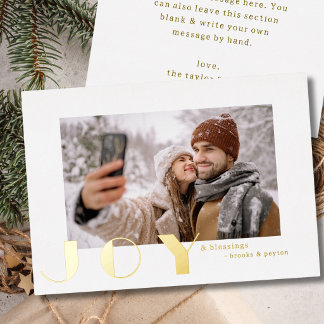 Carte De Vœux En Aluminium moderne simple vintage Joie photo de Noël