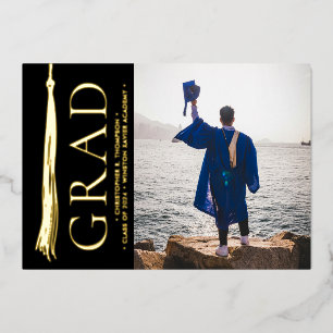 Carte De Vœux En Aluminium Moderne Tassel Grad Party Custom Photo Graduation