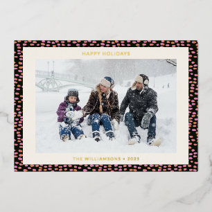 Carte De Vœux En Aluminium Moderne Typographie Simple Rose Noir Photo Or