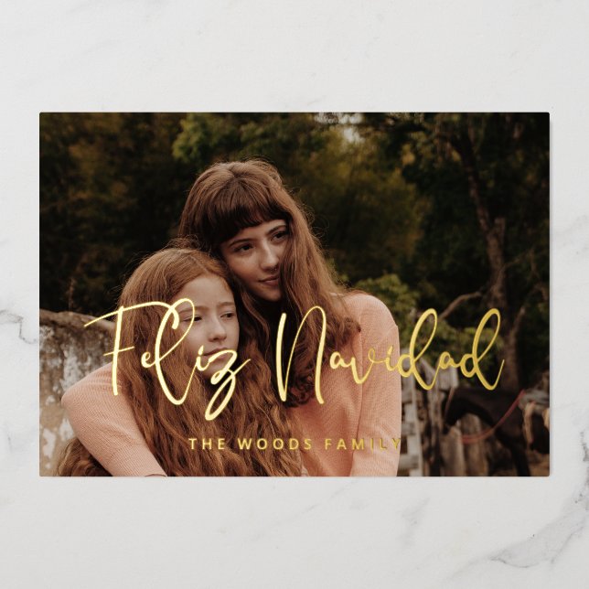 Carte De Vœux En Aluminium Moderne Whimsical Feliz Navidad (Recto)