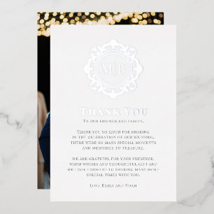 Carte De Vœux En Aluminium Monogramme floral orné Merci Mariage photo