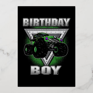 Carte De Vœux En Aluminium Monster Truck Birthday Boy