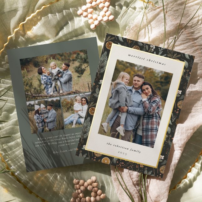 Carte De Vœux En Aluminium Moody Botanical Multi Photo Double Côté Or (Créateur téléchargé)