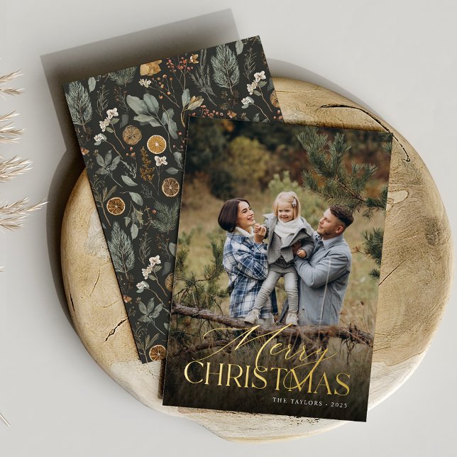 Carte De Vœux En Aluminium Moody Botanical Vertical Photo Gold (Créateur téléchargé)