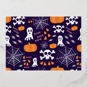 Carte De Vœux En Aluminium Motif amusant d'Halloween