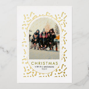Carte De Vœux En Aluminium Motif de canne festive de Noël photo de famille No