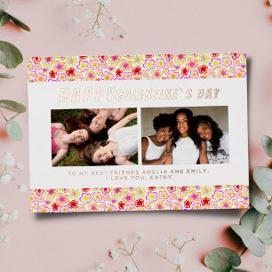 Carte De Vœux En Aluminium Motif de fleurs Galentine`s Day Friends 2 Photo