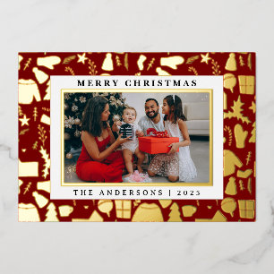 Carte De Vœux En Aluminium Motif de tricot fantaisiste d'hiver Photo de Noël