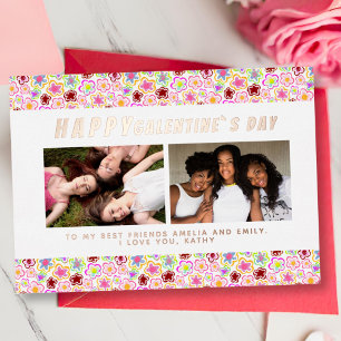 Carte De Vœux En Aluminium Motif floral Galentine`s Day Friends 2 Photo