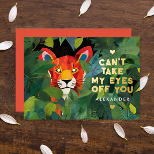 Carte De Vœux En Aluminium Mots d'amour mignons Jungle colorée Tigre sauvage 