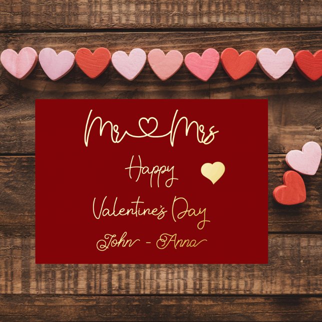 Carte De Vœux En Aluminium Mr & Mrs Happy Valentine's Day (Créateur téléchargé)